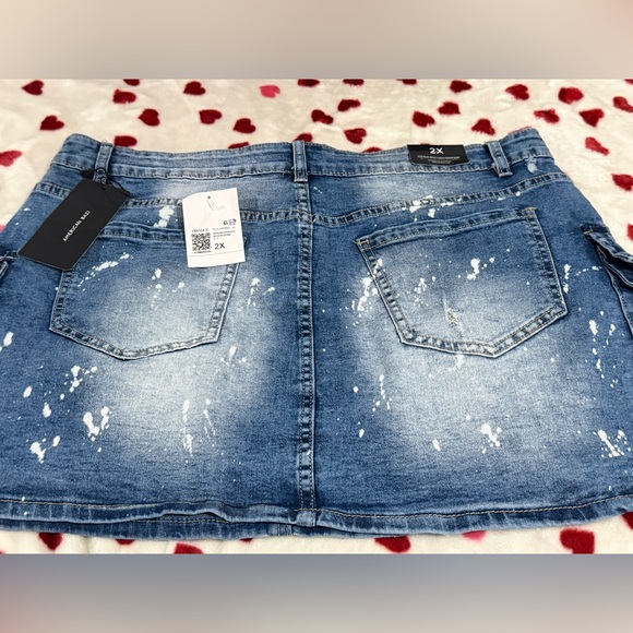 Forever 21 Blue Distressed Cargo Mini Skirt NWT - Picture 4 of 11